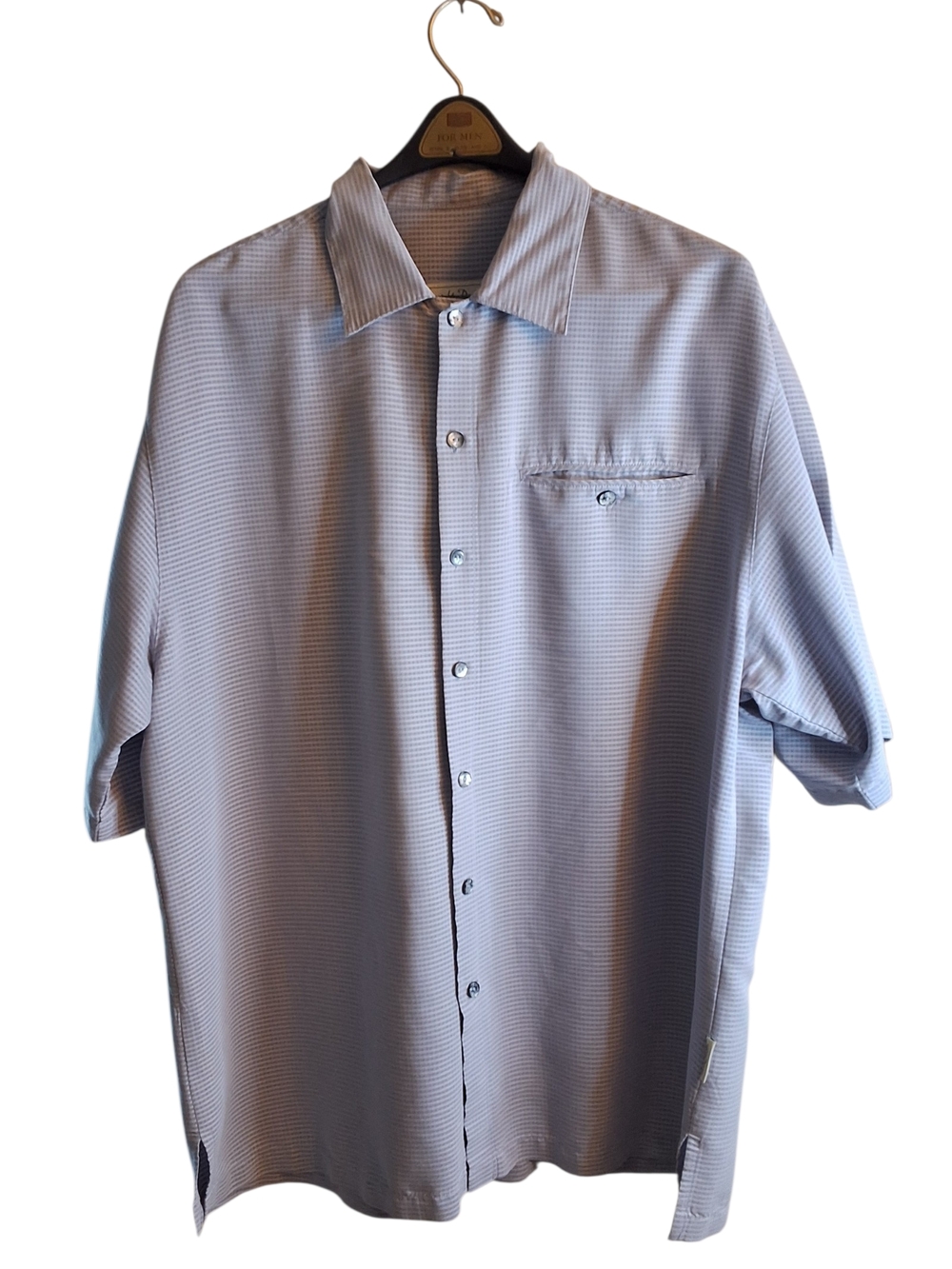 Casual Light Blue Short-Sleeve Button-Down Shirt Soft! Large
